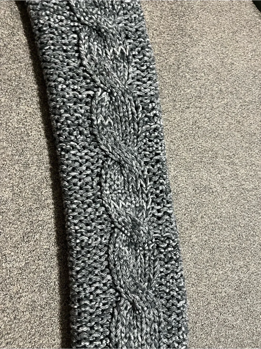 Pottery Barn Chunky Thick Throw Blanket Open Weave Knit Crochet Charcoal Marled
